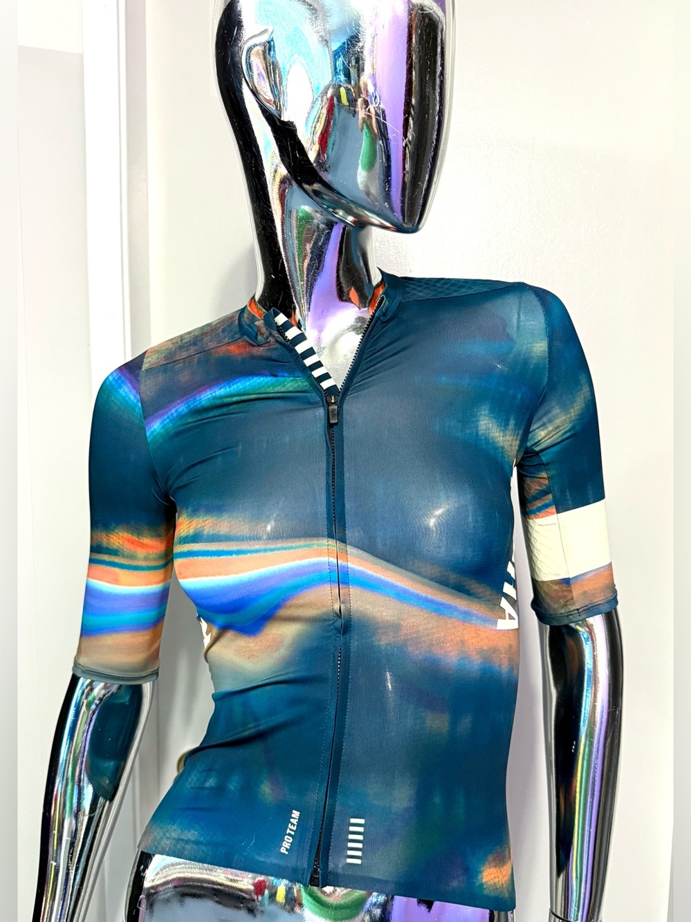 Rapha Pro Team “Strickland” Cycling Jersey in Teal Purple, Blue, Orange & Cream